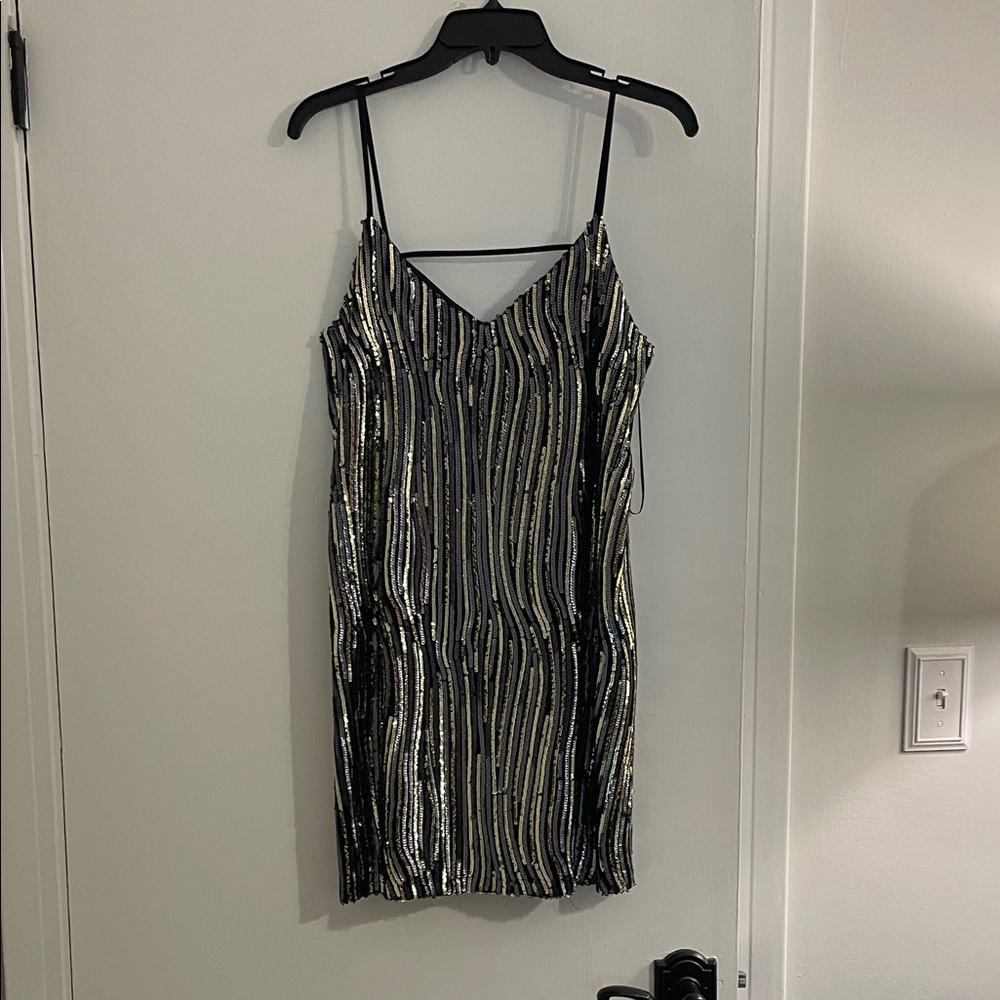 Sparkly Black and Gold Striped NYE Dress